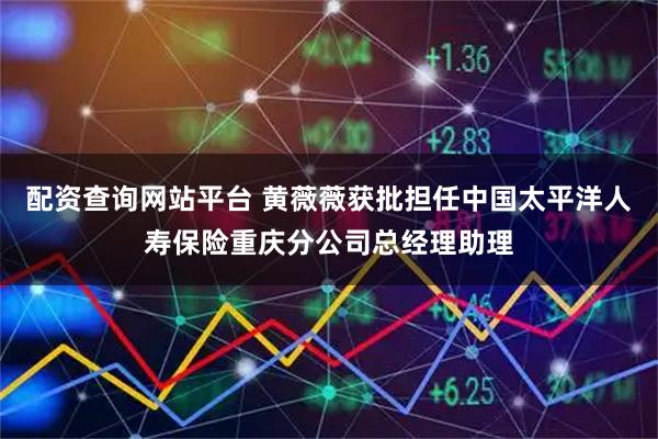 配资查询网站平台 黄薇薇获批担任中国太平洋人寿保险重庆分公司总经理助理
