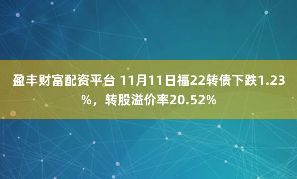 盈丰财富配资平台 11月11日福22转债下跌1.23%，转股溢价率20.52%